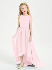 Junior Robes de Demoiselle d'Honneur Asymétriques Exquises Rose Pâle