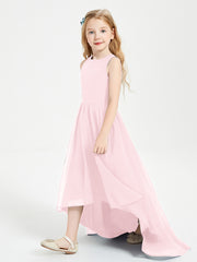 Junior Robes de Demoiselle d'Honneur Asymétriques Exquises Rose Pâle