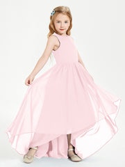 Junior Robes de Demoiselle d'Honneur Asymétriques Exquises Rose Pâle