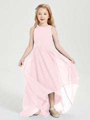 Junior Robes de Demoiselle d'Honneur Asymétriques Exquises Rose Pâle