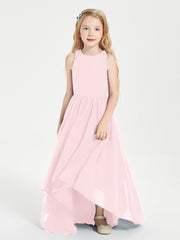 Junior Robes de Demoiselle d'Honneur Asymétriques Exquises Rose Pâle