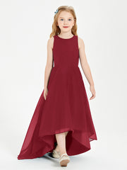 Junior Robes de Demoiselle d'Honneur Asymétriques Exquises Bordeaux