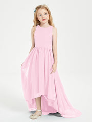 Junior Robes de Demoiselle d'Honneur Asymétriques Exquises Rose Bonbon