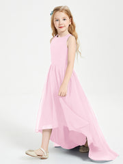 Junior Robes de Demoiselle d'Honneur Asymétriques Exquises Rose Bonbon