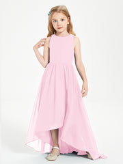 Junior Robes de Demoiselle d'Honneur Asymétriques Exquises Rose Bonbon