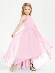 Junior Robes de Demoiselle d'Honneur Asymétriques Exquises Rose Bonbon