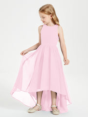 Junior Robes de Demoiselle d'Honneur Asymétriques Exquises Rose Bonbon