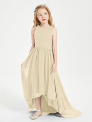 Junior Robes de Demoiselle d'Honneur Asymétriques Exquises Champagne