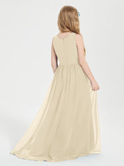 Junior Robes de Demoiselle d'Honneur Asymétriques Exquises Champagne
