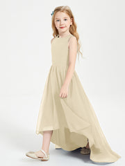 Junior Robes de Demoiselle d'Honneur Asymétriques Exquises Champagne