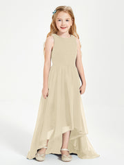 Junior Robes de Demoiselle d'Honneur Asymétriques Exquises Champagne