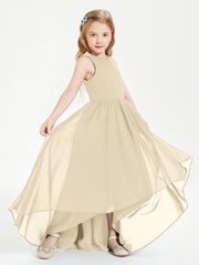 Junior Robes de Demoiselle d'Honneur Asymétriques Exquises Champagne
