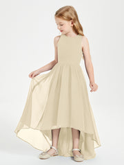 Junior Robes de Demoiselle d'Honneur Asymétriques Exquises Champagne
