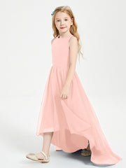 Junior Robes de Demoiselle d'Honneur Asymétriques Exquises Corail
