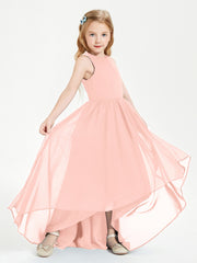 Junior Robes de Demoiselle d'Honneur Asymétriques Exquises Corail