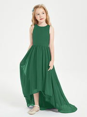Junior Robes de Demoiselle d'Honneur Asymétriques Exquises Vert Foncé