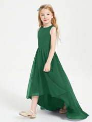 Junior Robes de Demoiselle d'Honneur Asymétriques Exquises Vert Foncé
