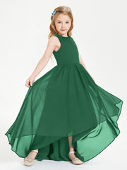 Junior Robes de Demoiselle d'Honneur Asymétriques Exquises Vert Foncé