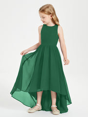 Junior Robes de Demoiselle d'Honneur Asymétriques Exquises Vert Foncé