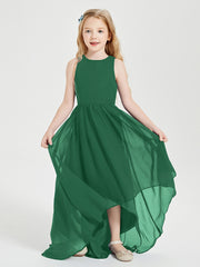 Junior Robes de Demoiselle d'Honneur Asymétriques Exquises Vert Foncé
