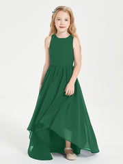 Junior Robes de Demoiselle d'Honneur Asymétriques Exquises Vert Foncé