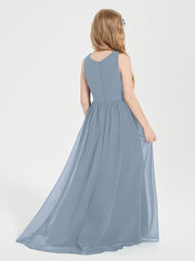 Junior Robes de Demoiselle d'Honneur Asymétriques Exquises Bleu Poudré
