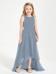 Junior Robes de Demoiselle d'Honneur Asymétriques Exquises Bleu Poudré