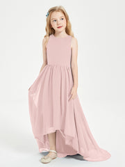 Junior Robes de Demoiselle d'Honneur Asymétriques Exquises Rose Poudré