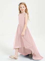 Junior Robes de Demoiselle d'Honneur Asymétriques Exquises Rose Poudré