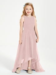 Junior Robes de Demoiselle d'Honneur Asymétriques Exquises Rose Poudré