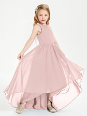 Junior Robes de Demoiselle d'Honneur Asymétriques Exquises Rose Poudré