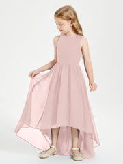Junior Robes de Demoiselle d'Honneur Asymétriques Exquises Rose Poudré