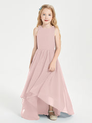Junior Robes de Demoiselle d'Honneur Asymétriques Exquises Rose Poudré