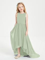 Junior Robes de Demoiselle d'Honneur Asymétriques Exquises Sauge Poudrée