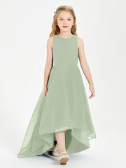 Junior Robes de Demoiselle d'Honneur Asymétriques Exquises Sauge Poudrée
