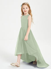Junior Robes de Demoiselle d'Honneur Asymétriques Exquises Sauge Poudrée