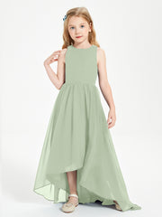 Junior Robes de Demoiselle d'Honneur Asymétriques Exquises Sauge Poudrée