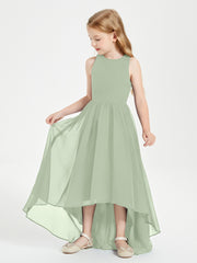 Junior Robes de Demoiselle d'Honneur Asymétriques Exquises Sauge Poudrée