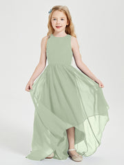 Junior Robes de Demoiselle d'Honneur Asymétriques Exquises Sauge Poudrée