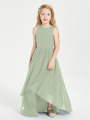 Junior Robes de Demoiselle d'Honneur Asymétriques Exquises Sauge Poudrée