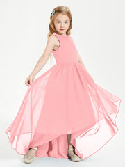 Junior Robes de Demoiselle d'Honneur Asymétriques Exquises Flamant