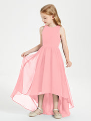 Junior Robes de Demoiselle d'Honneur Asymétriques Exquises Flamant