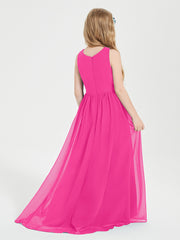 Junior Robes de Demoiselle d'Honneur Asymétriques Exquises Fuchsia