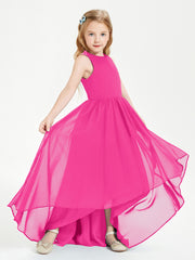 Junior Robes de Demoiselle d'Honneur Asymétriques Exquises Fuchsia