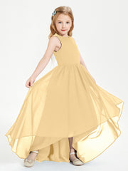 Junior Robes de Demoiselle d'Honneur Asymétriques Exquises Or