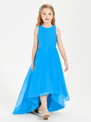 Junior Robes de Demoiselle d'Honneur Asymétriques Exquises Bleu Océan