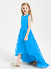 Junior Robes de Demoiselle d'Honneur Asymétriques Exquises Bleu Océan