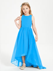 Junior Robes de Demoiselle d'Honneur Asymétriques Exquises Bleu Océan