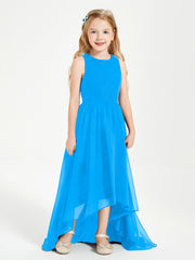 Junior Robes de Demoiselle d'Honneur Asymétriques Exquises Bleu Océan