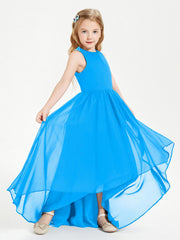 Junior Robes de Demoiselle d'Honneur Asymétriques Exquises Bleu Océan